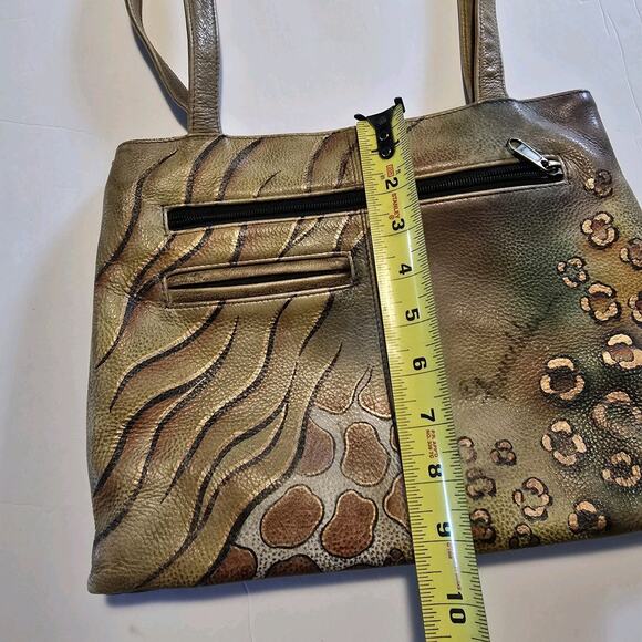 Anuschka Hand-Painted Leather Handbag Purse LG Animal Print Floral Art-to-wear - Picture 12 of 16
